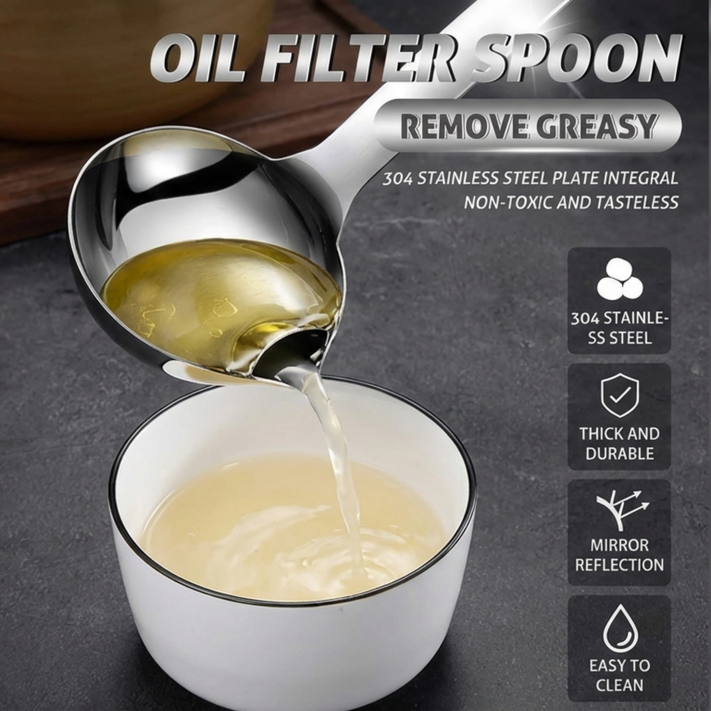 Stainless Steel 2-in-1 OIL Filter Spoon